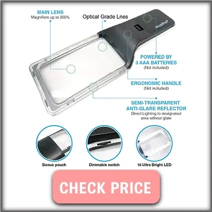 Magnifying glass for wound inspection