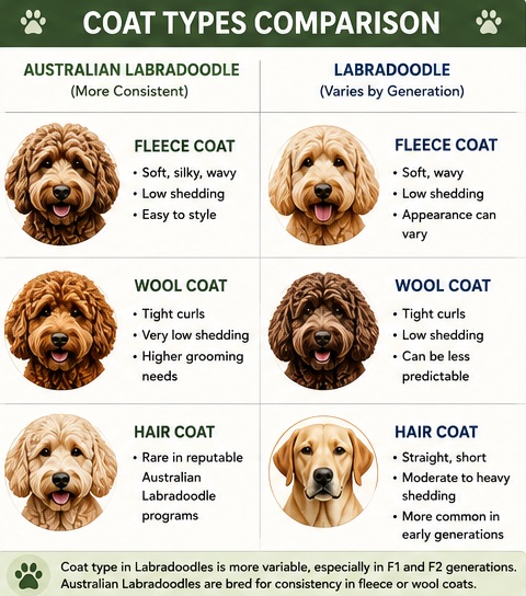 australian labradoodle vs labradoodle coat comparison