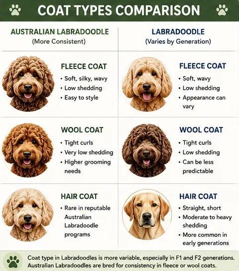 australian labradoodle vs labradoodle coat comparison