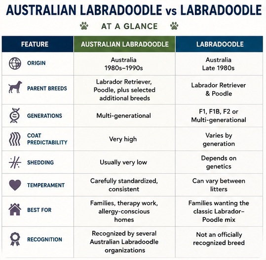 australian labradoodle vs labradoodle breed comparison