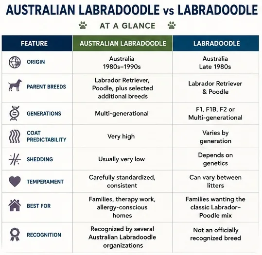 australian labradoodle vs labradoodle breed comparison